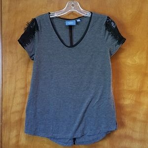 Gray tshirt with lace decals